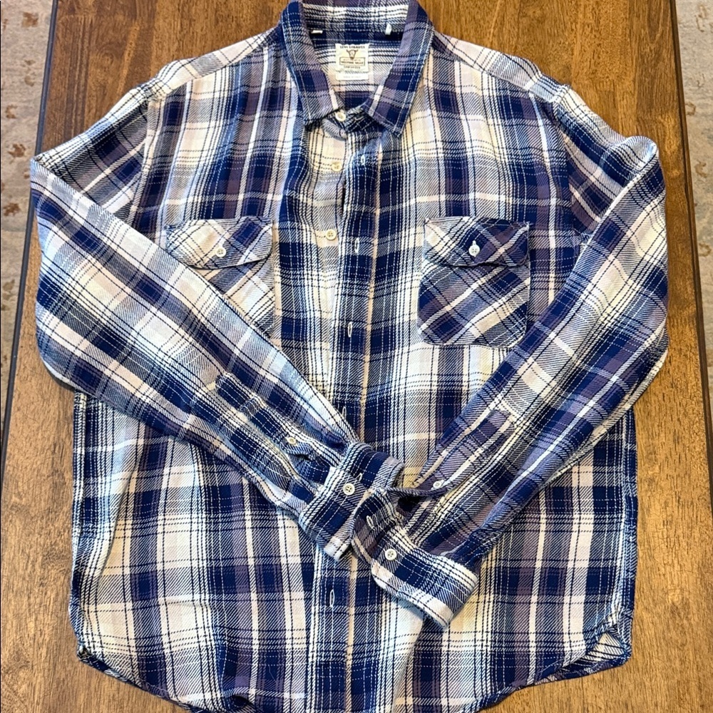 Levi's Blue and Purple Plaid Men's Shirt